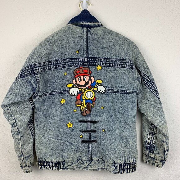 Vintage Horizon Outer Wear Jacket Adult Large Acid Wash Mario Blue Jean Denim - Picture 3 of 16